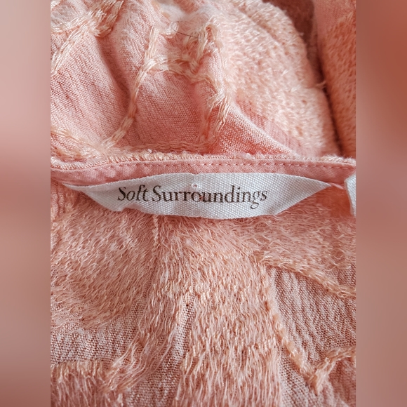 Soft Surroundings Pastel Peach Embroidered Boho Chic Asymmetrical Blouse Size 2X - Picture 6 of 12